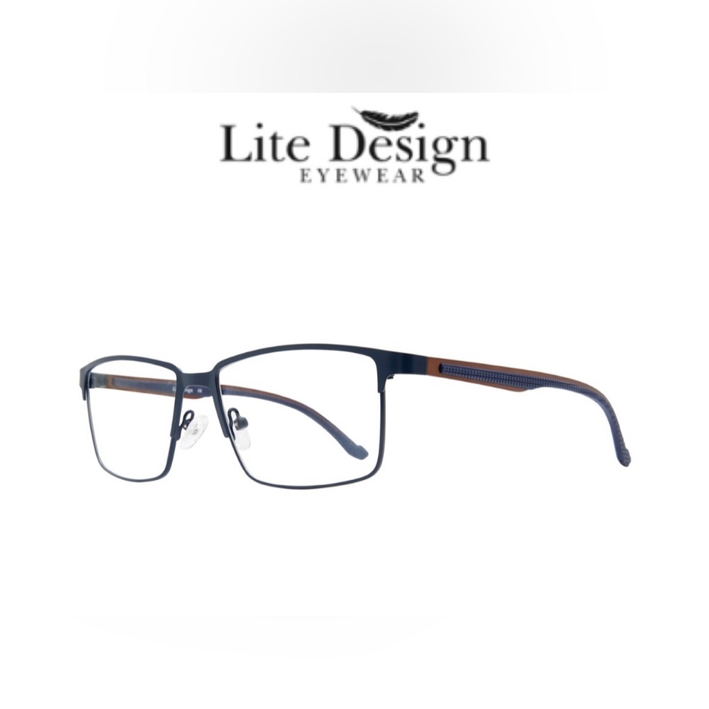 Men’s Lite Design Designer Eyeglass Frames Leon Blue 54-16-145